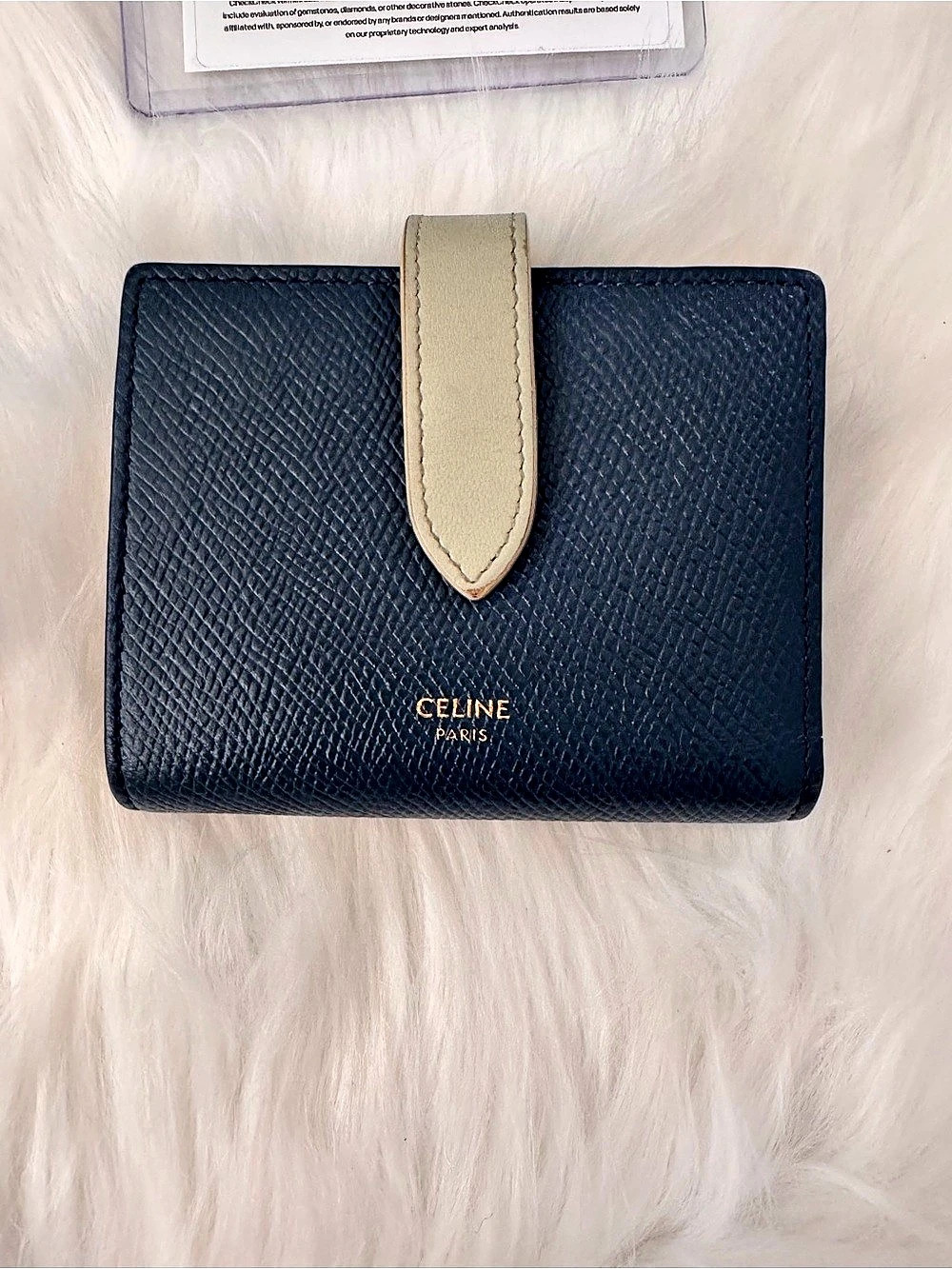 Celine Medium Strap Wallet in Bicolor Grained Calfskin Blue - Picture 2 of 9